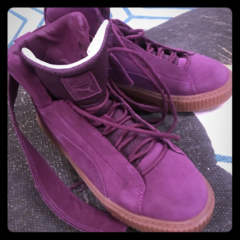 Never worn puma purple suede high top